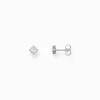 Outlet Clous d'oreilles vintage en argent avec pierre blanche Femme Clous D'oreilles|Argent 925