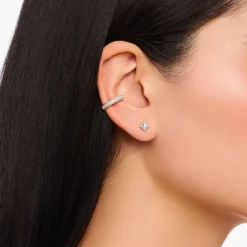Outlet Clous d'oreilles vintage en argent avec pierre blanche Femme Clous D'oreilles|Argent 925