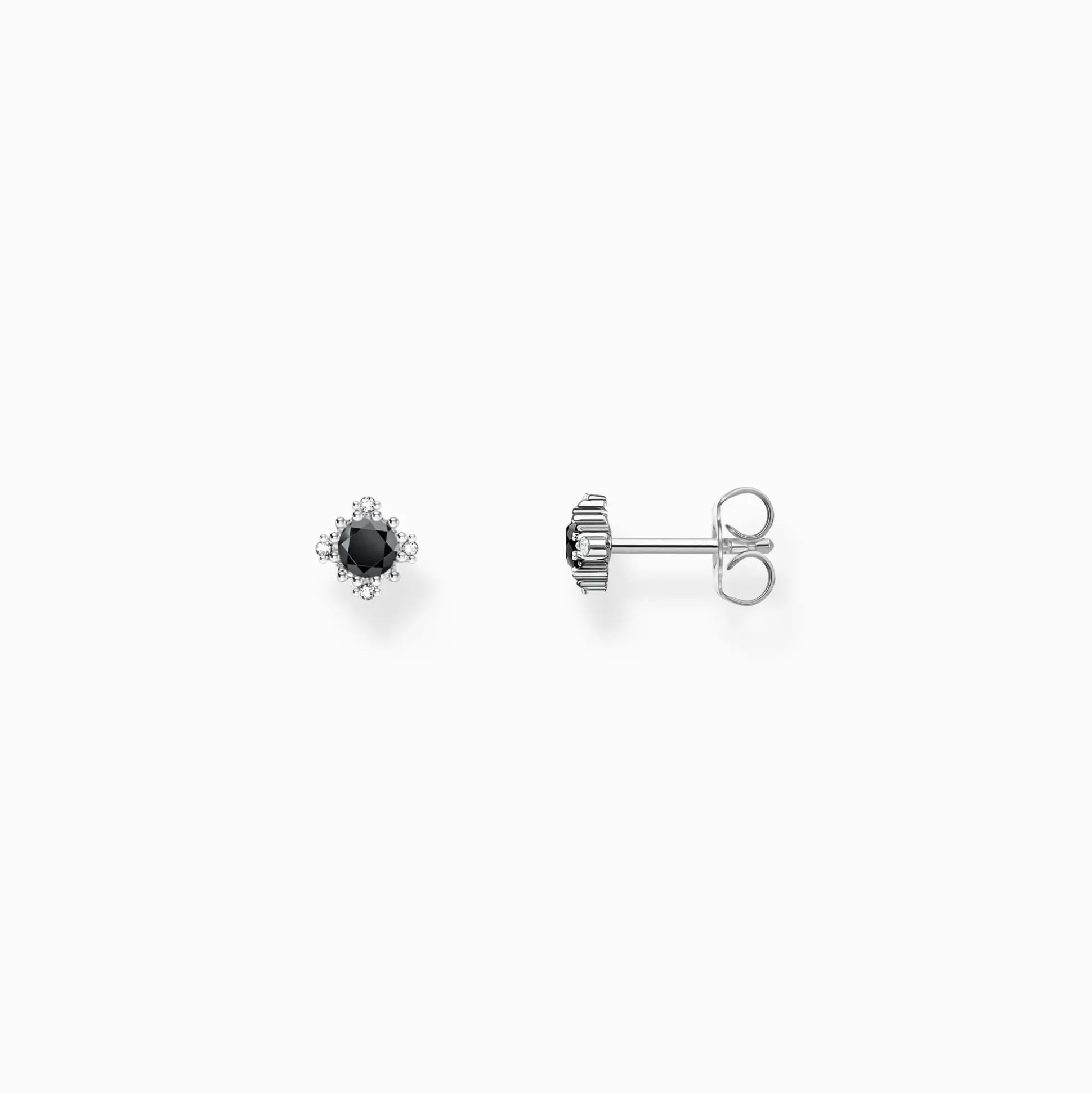 Shop Clous d'oreilles vintage en argent avec pierre noire Femme Clous D'oreilles|Argent 925