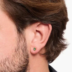 New Clous d'oreilles yeux de crocodile dorés ornés de gemmes vert émeraude Femme Clous D'oreilles|Placage Or 18 Carats - Argent 925
