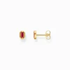 Fashion Clous d'oreilles yeux de crocodile dorés ornés de gemmes rouges Femme Clous D'oreilles|Placage Or 18 Carats - Argent 925