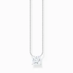 Store Collier en argent avec pédant carré et zircon blanc Femme Chaînes & Colliers|Argent 925