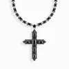 Store Collier en argent avec pendentif croix et zircon noir Femme Chaînes & Colliers|Argent 925