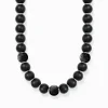 Store Collier en argent composé d'obsidienne mate et de perles gravées Femme Chaînes & Colliers|Chaînes & Colliers