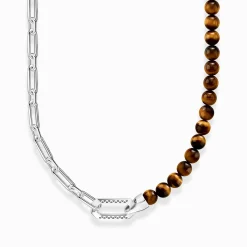 Fashion Collier en argent noirci à Beads marron Femme Chaînes & Colliers|Chaînes & Colliers
