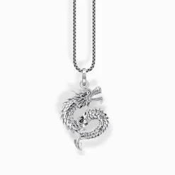 Sale Collier en argent noirci avec pendentif dragon Femme Chaînes & Colliers|Argent 925