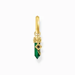 New Créole individuelle à breloque en malachite verte, plaquée or Femme Créoles|Clous D’oreilles & Créoles