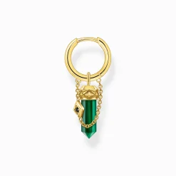New Créole individuelle à breloque en malachite verte, plaquée or Femme Créoles|Clous D’oreilles & Créoles