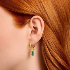 New Créole individuelle à breloque en malachite verte, plaquée or Femme Créoles|Clous D’oreilles & Créoles