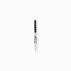 Shop Créole individuelle à breloque dent ornée de gemmes, argent noirci Femme Créoles|Clous D’oreilles & Créoles