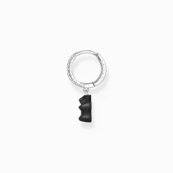 Flash Sale Créole individuelle à breloque Ours d’Or noire et pierres, argent Femme Créoles|Créoles