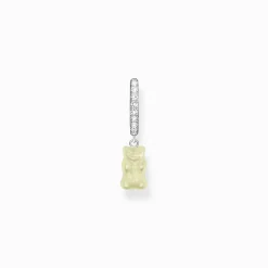 Discount Créole individuelle à breloque Ours d’or blanc et pierres, argent Femme Créoles|Argent 925
