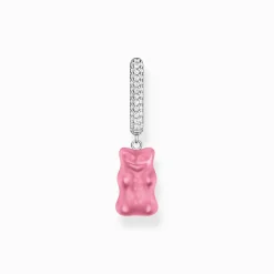 Best Créole individuelle à breloque Ours d’Or rose en version moyenne et pierres, argent Femme Créoles|Créoles