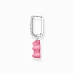 Best Créole individuelle à breloque Ours d’Or rose en version moyenne et pierres, argent Femme Créoles|Créoles