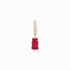 Best Créole individuelle avec breloque Ours d’or rouge et pierres, dorée Femme Créoles|Placage Or 18 Carats - Argent 925