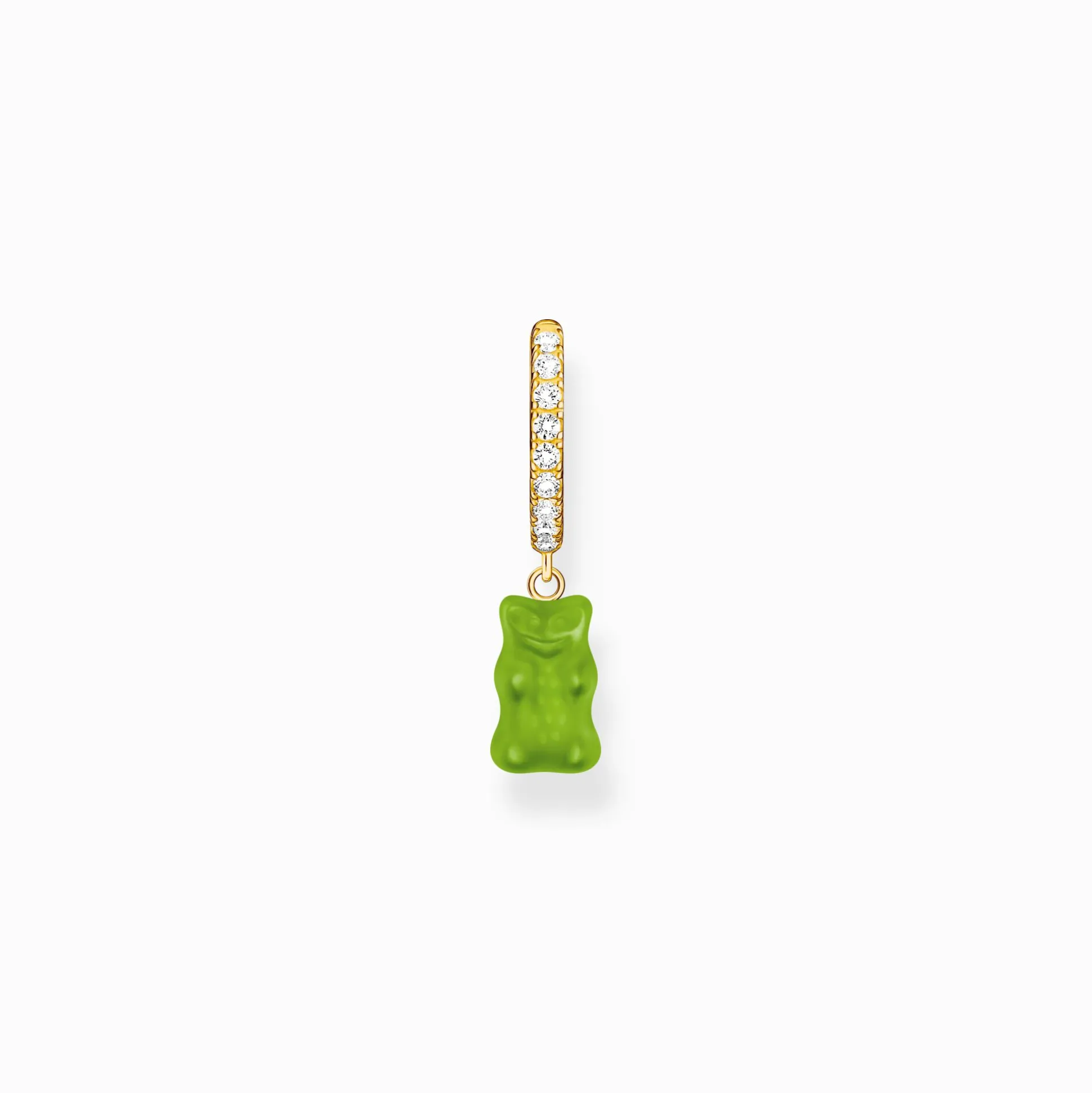 Discount Créole individuelle avec breloque Ours d’or vert et pierres, dorée Femme Créoles|Placage Or 18 Carats - Argent 925