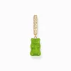 Cheap Créole individuelle avec breloque Ours d’or vert en version moyenne et pierres, dorée Femme Créoles|Placage Or 18 Carats - Argent 925
