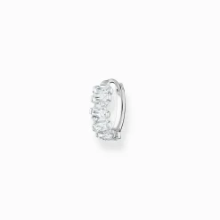 Best Créole unique pierres blanches argent Femme Créoles