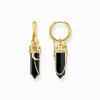 Online Créoles à breloque en onyx et chaîne plaquées or Femme Créoles|Placage Or 18 Carats - Argent 925