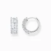 Discount Créoles avec pierres blanches pavé argent Femme Créoles