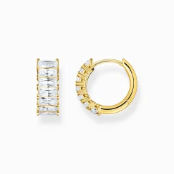 Fashion Créoles avec pierres blanches pavé plaqué or Femme Créoles
