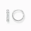 Store Créoles avec pierres blanches pavé argent Femme Créoles