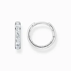 Store Créoles avec pierres blanches pavé argent Femme Créoles