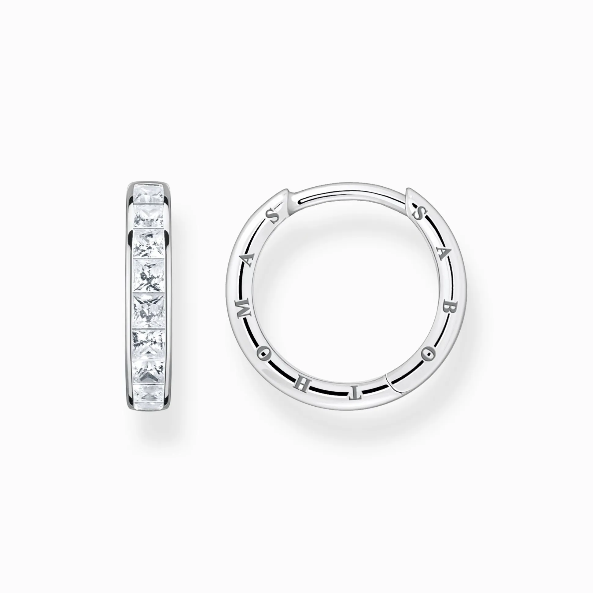 Store Créoles avec pierres blanches pavé argent Femme Créoles