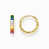 New Créoles avec pierres multicolore pavé plaqué or Femme Créoles|Placage Or 18 Carats - Argent 925