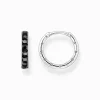 Fashion Créoles avec pierres noires pavé argent Femme Créoles
