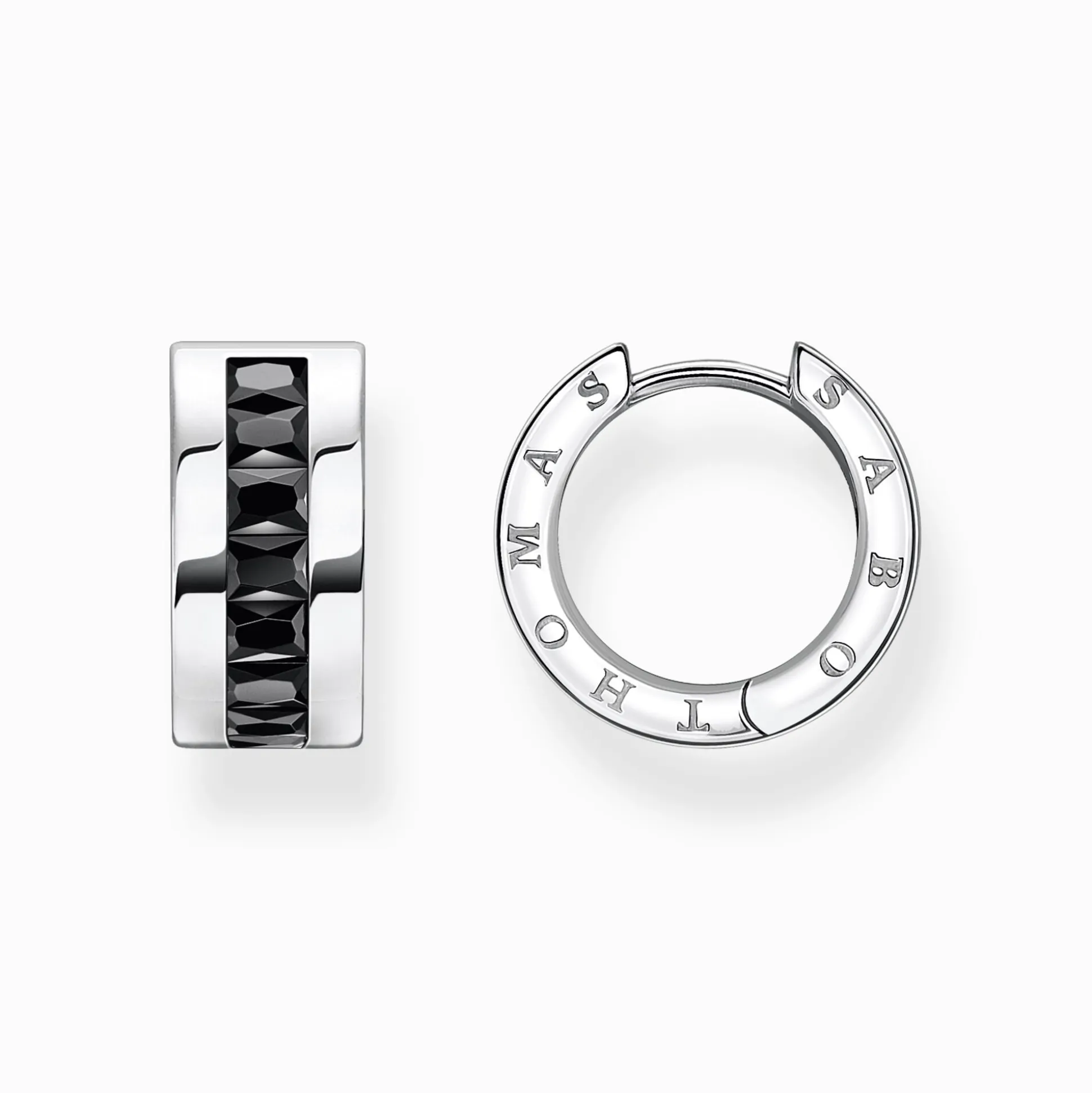 Cheap Créoles avec pierres noires pavé argent Femme Créoles