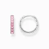 New Créoles avec pierres roses pavé argent Femme Créoles|Argent 925