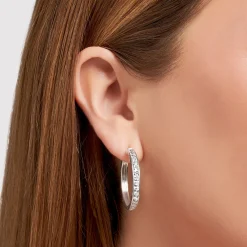 Online Créoles blanche pavé argent Femme Créoles