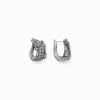 Shop Créoles crocodile, argent noirci et gemmes noires et vertes Femme Créoles|Clous D’oreilles & Créoles