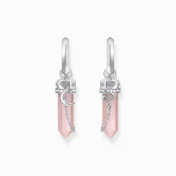 Fashion Créoles en argent avec pendentif en cristal rose et symboles Femme Créoles|Argent 925