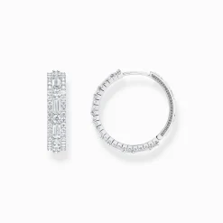 Best Sale Créoles en argent avec pierres blanches Femme Créoles|Argent 925