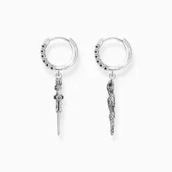 Clearance Créoles noirci serpent et épée Clous D’oreilles & Créoles|Argent 925