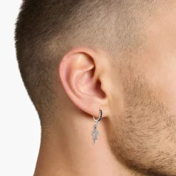 Clearance Créoles noirci serpent et épée Clous D’oreilles & Créoles|Argent 925