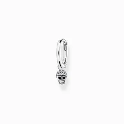 Cheap Créoleunique avec pendentif tête de mort argent Femme Créoles