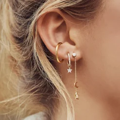 Cheap Créoleunique avec pendentif étoile or Femme Créoles