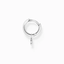 Clearance Créoleunique avec pendentif lune argent Femme Créoles