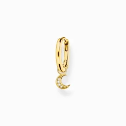Discount Créoleunique avec pendentif lune or Femme Créoles