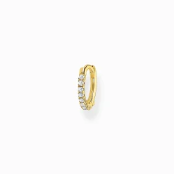 Best Sale Créoleunique blanche pierres or Femme Créoles|Placage Or 18 Carats - Argent 925