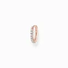 Hot Créoleunique blanche pierres or rose Femme Créoles|Placage Or Rose 18 Carats - Argent 925
