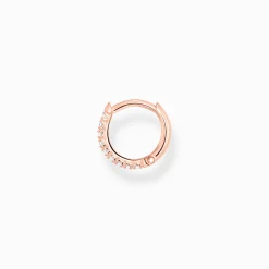 Hot Créoleunique blanche pierres or rose Femme Créoles|Placage Or Rose 18 Carats - Argent 925