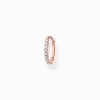 Outlet Créoleunique blanche pierres or rose Femme Créoles|Placage Or Rose 18 Carats - Argent 925