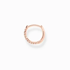 Outlet Créoleunique blanche pierres or rose Femme Créoles|Placage Or Rose 18 Carats - Argent 925