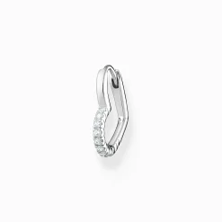 Flash Sale Créoleunique coeur avec pierres blanches argent Femme Créoles|Argent 925