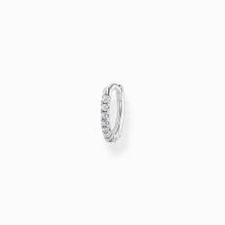 Hot Créoleunique pierres blanches argent Femme Créoles