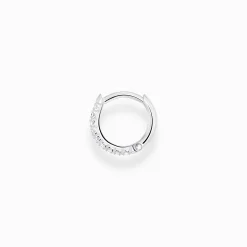 Hot Créoleunique pierres blanches argent Femme Créoles